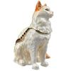FJ FENGZHIJIE Cat Figurine Decorative Gold Crystal Enamel Trinket Box Jewelry Box, Cat Lover Gift
