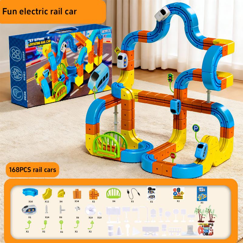 Electric Magnetic Track Car Set - Versatile Children's Puzzle Toy Anti-Gravity Magnetic Blocks Play Vehicle Birthday Gift