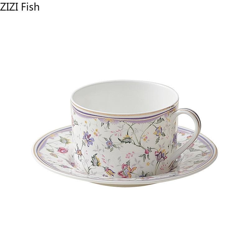 Rural Flowers Pattern Ceramic Cup&saucer Dining Table Coffee Cup Classical Milk Mugs Afternoon Tea Teacup Fruits Juice Container