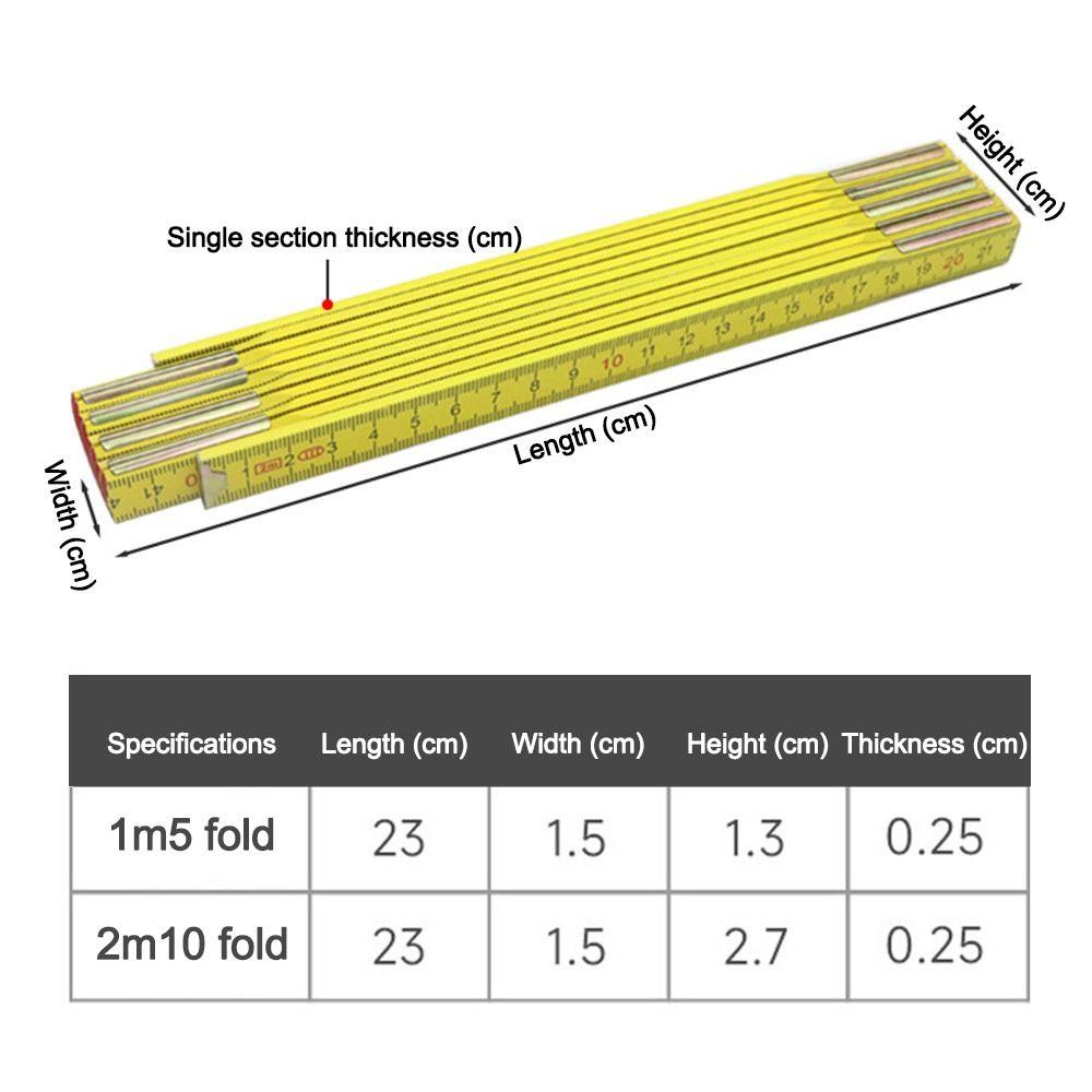 Portable Wooden Folding Ruler 2M Extended Measuring Rule Slider Metric Scale 1M Folding Carpenter's Ruler Drawing Tools
