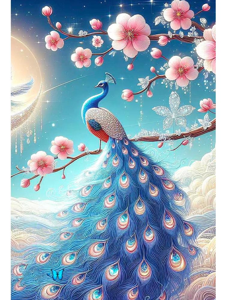 Volldiamant-Malerei Neue Stil 2024 Traum Pfau Blume Landschaft Mosaik Diamanten Stickerei Kreuzstich Vögel Wohnkultur DIY