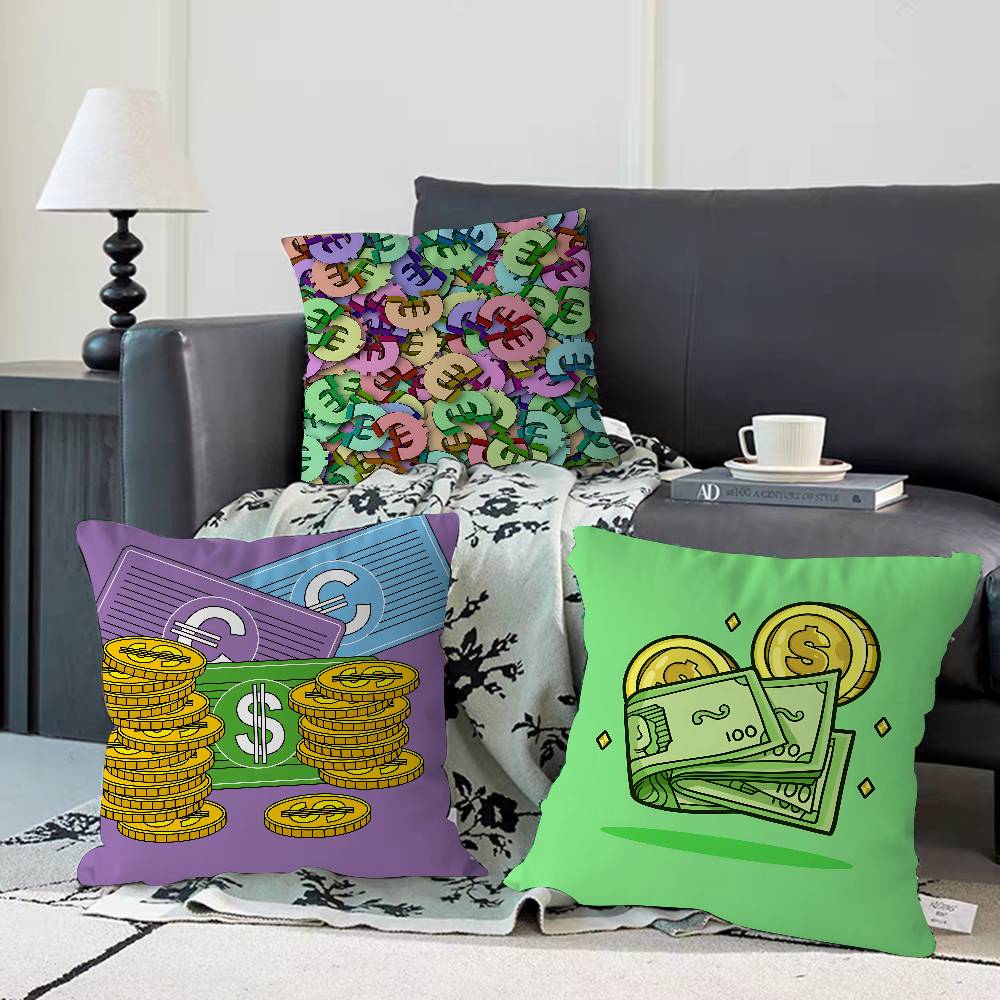Cartoon Currency Pillow Case Removable Washable Cushion Cover – All-Season Soft Linen