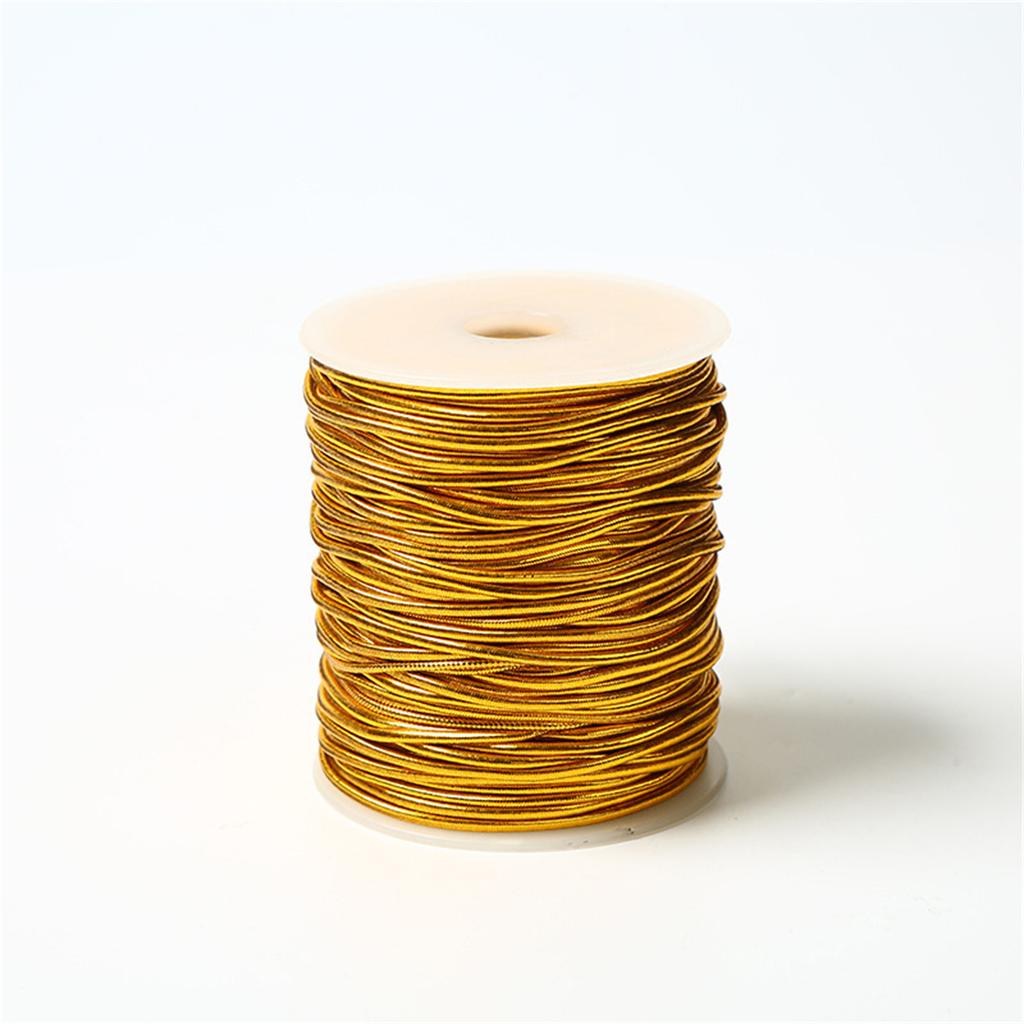 Elastic Cords Metallic Stretch Cords Gold Elastic String Braiding Rope for Craft Gift Wrapping Christmas Jewelry Making