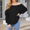 Women's Casual Fashion Solid Color Off-shoulder Long-sleeved Loose Sweatshirt With Pockets