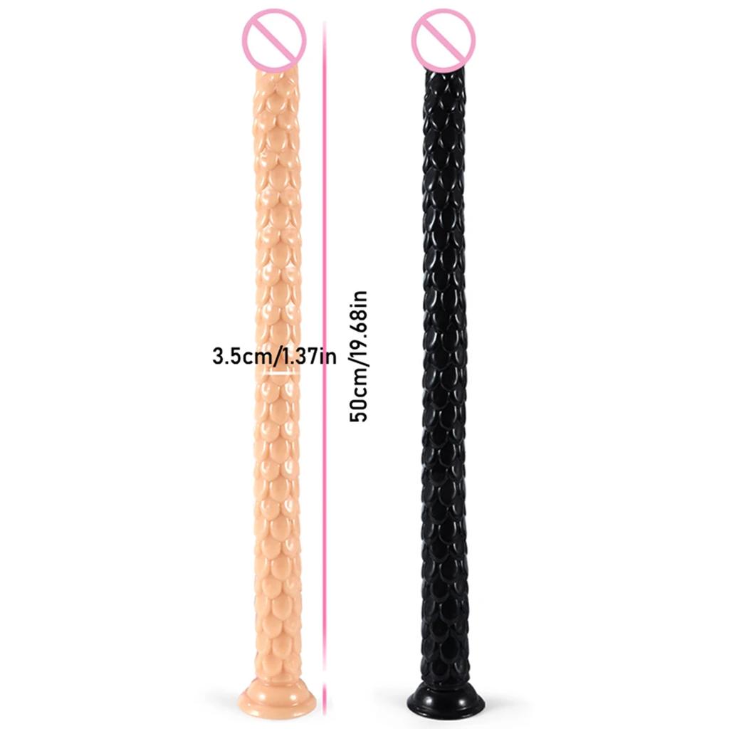 50CM Overlength Scaly Pattern Anal Plug Dildos with Suction Cup Soft Anal Dilator Phallus Masturbator Sex Toys Butt Plug Penis