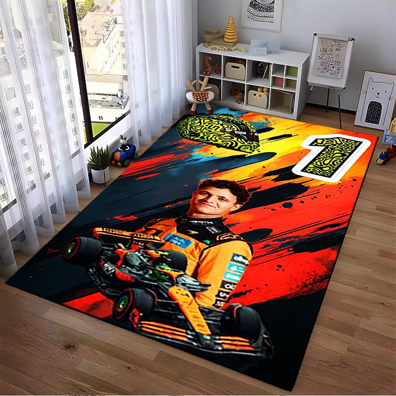 F1 driver Lando Norris world champion commemorative printed non-slip rug, suitable for use in the living room and bedroom sofa