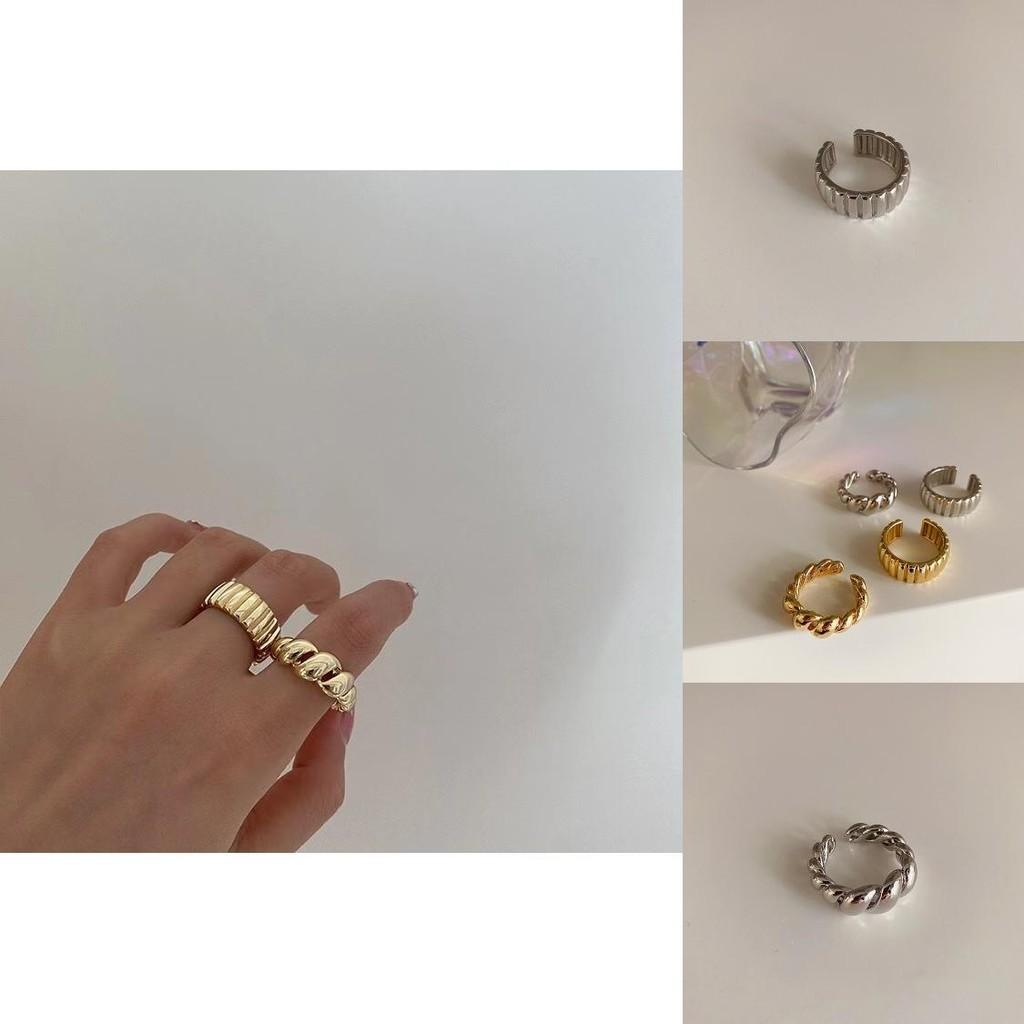 Korean Fashionable Style Gold Plated Twisted Open Ring With Adjustable Fit Women For