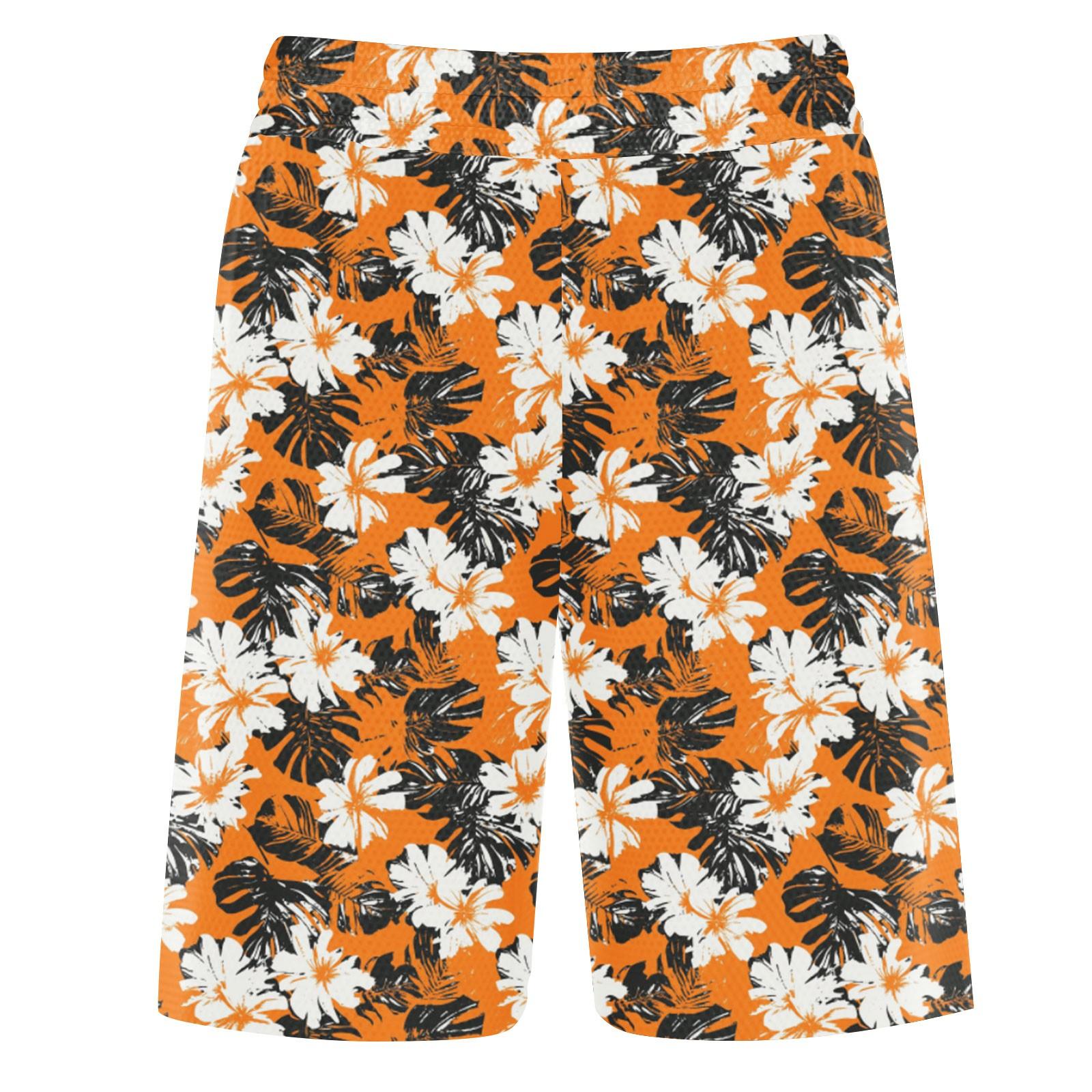 

Men’s Floral Print Casual Shorts, Lightweight Summer Beach Shorts with Elastic Waistband and Pockets XL шафрановый