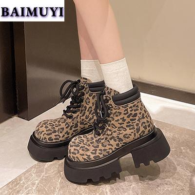 Leopard Platform High Heels Women Shoes Brand Ankle Boots 2025 Trend Designer Casual Hiking Chelsea Boots New Pumps Mujer Botas