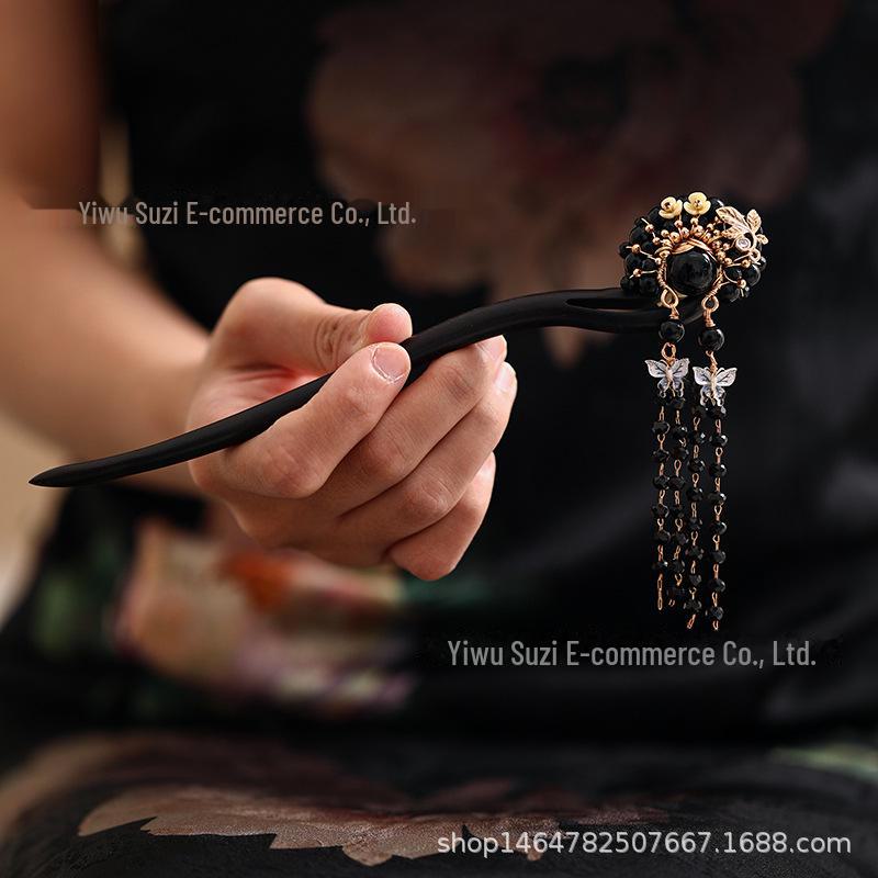 

Вінтажна шпилька для волосся з сандалового дерева: Китайська ханьфу U-подібна шпилька для волосся