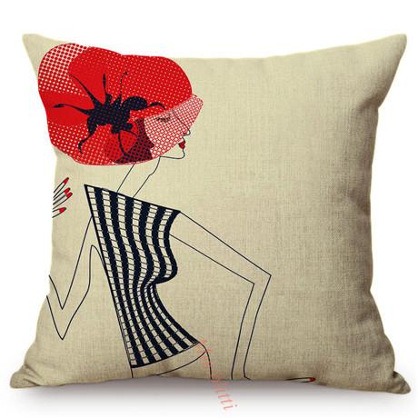 Surreal Abstract Woman Vintage Poster Throw Pillow Case Lady Portrait Sofa Chair Decoration Square Cushion Cover