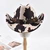 Ethnic Style Cow Print Western Cowboy Hats Fashion Wide Brim Cowgirl Hat for Women Men Felt Dress Hats
