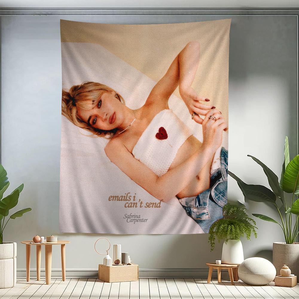 Modern Fashion Singer Sabrina Carpenter Anime Tapestry Hippie Flower Wall Carpets Dorm Decor Wall Hanging Home Decor