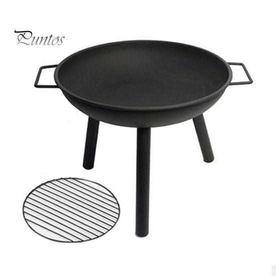 Round Firepit with Carbon Mesh Indoor Outdoor Backyard Balcony Patio Charcoal Burner Portable Detachable Brazier Heavy Duty Household Stove