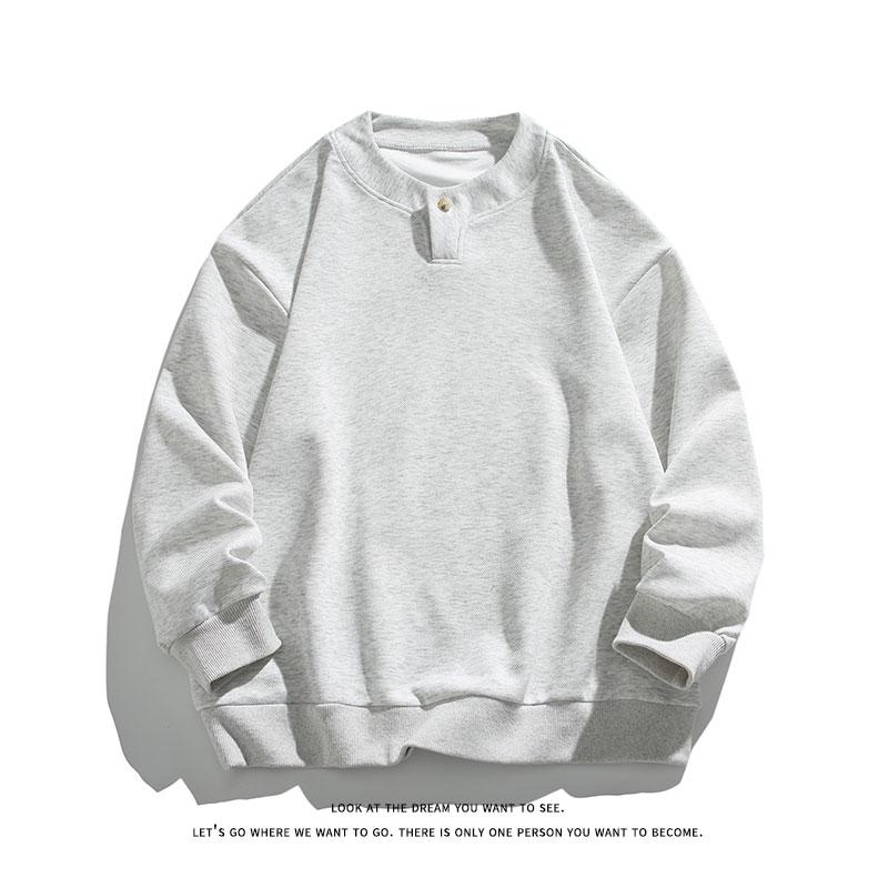 

2026 Spring Men Soild Color Hoodies Men Round Neck White Black Pullovers Autumn Male Casual Loose Fit Trendy Hoodie Man Tops L