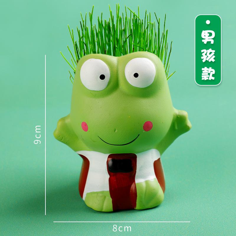 1pc Ceramic Flowerpot Mini Couple Frog Shaped Cartoon Cute Potted Plant Desktop Frog Plant Pot DIY Desk Decorate