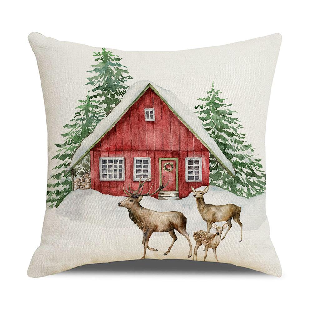 New Christmas Pillow Case Home Cushion Simple Watercolor Print Bedside Pillow