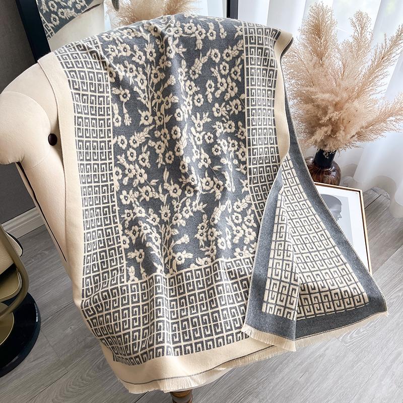  Winter Women Cashmere Scarf Thick Warm Pashmina Shawls Wraps Floral Jacquard Lady Blanket Echarpe Bufanda Female New