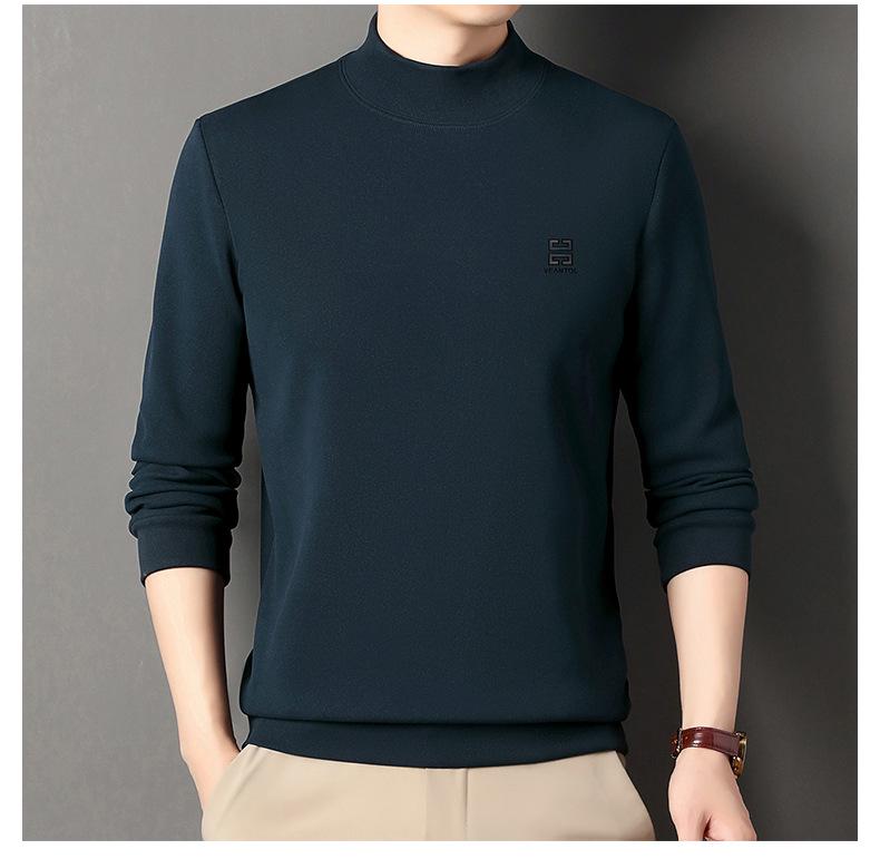 Men's Winter Fleece-Lined Casual High Collar Sweatshirt - Dad's Warm Base Layer Top