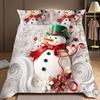 3Pcs Bedding Pillowcase Quilt Cover Set Christmas Snowman Pattern 2D Digital Printing Suitable For Bedroom Dormitory Decoration