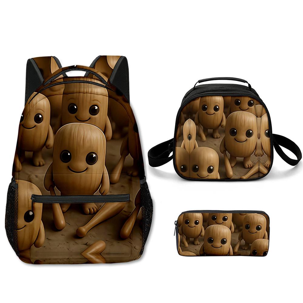 Popolare Novità Cartone Animato Cool tungtungtung Stampa 3D Set da 3 Pezzi Zaini Scolastici per Studenti Zaino per Laptop Borsa a Tracolla Borsa Pranzo Astuccio