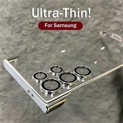 Luxusný bezrámový kryt s pokovovaním pre Samsung Galaxy S26 S25 S24 Ultra S23 S22 Tenký priehľadný ochranný kryt na šošovku fotoaparátu Nárazuvzdorný tvrdý kryt