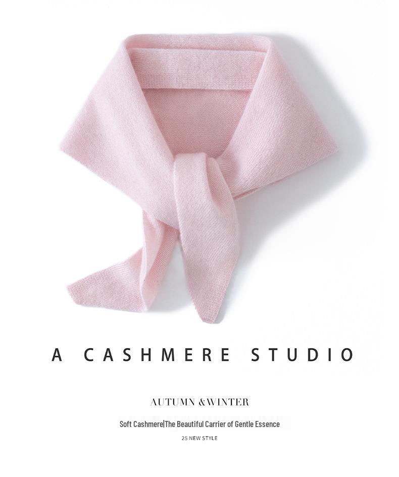 100% Pure Cashmere Women's Triangle Scarf - Solid Color, Autumn/Winter Versatile Knit Warmth