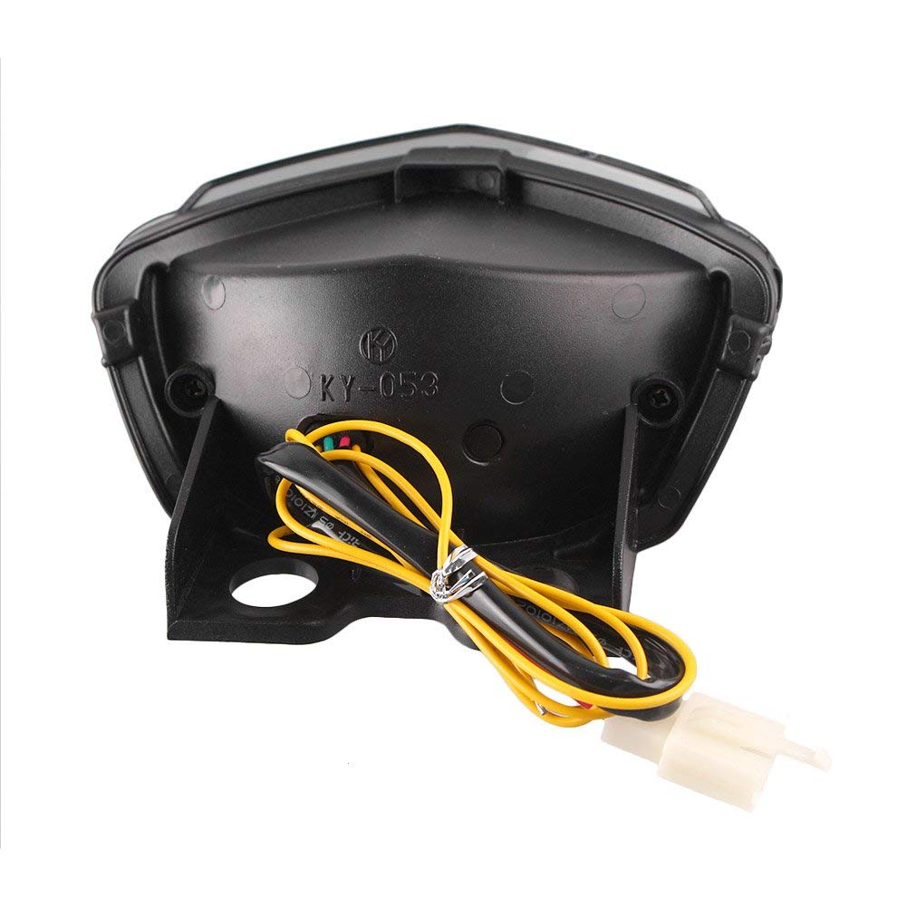 Karun Motorcycle LED Tail Light with Built-in Turn Signal, Black Lens, Compatible with Kawasaki forNinja250R 08-12 Years