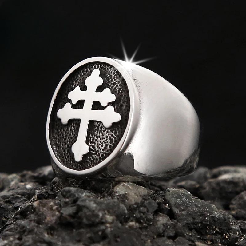 Sterling Silver Punk-style Cross Men's Ring Is A Perfect Gift for Men To Wear As A Ring in Daily Gatherings and Parties