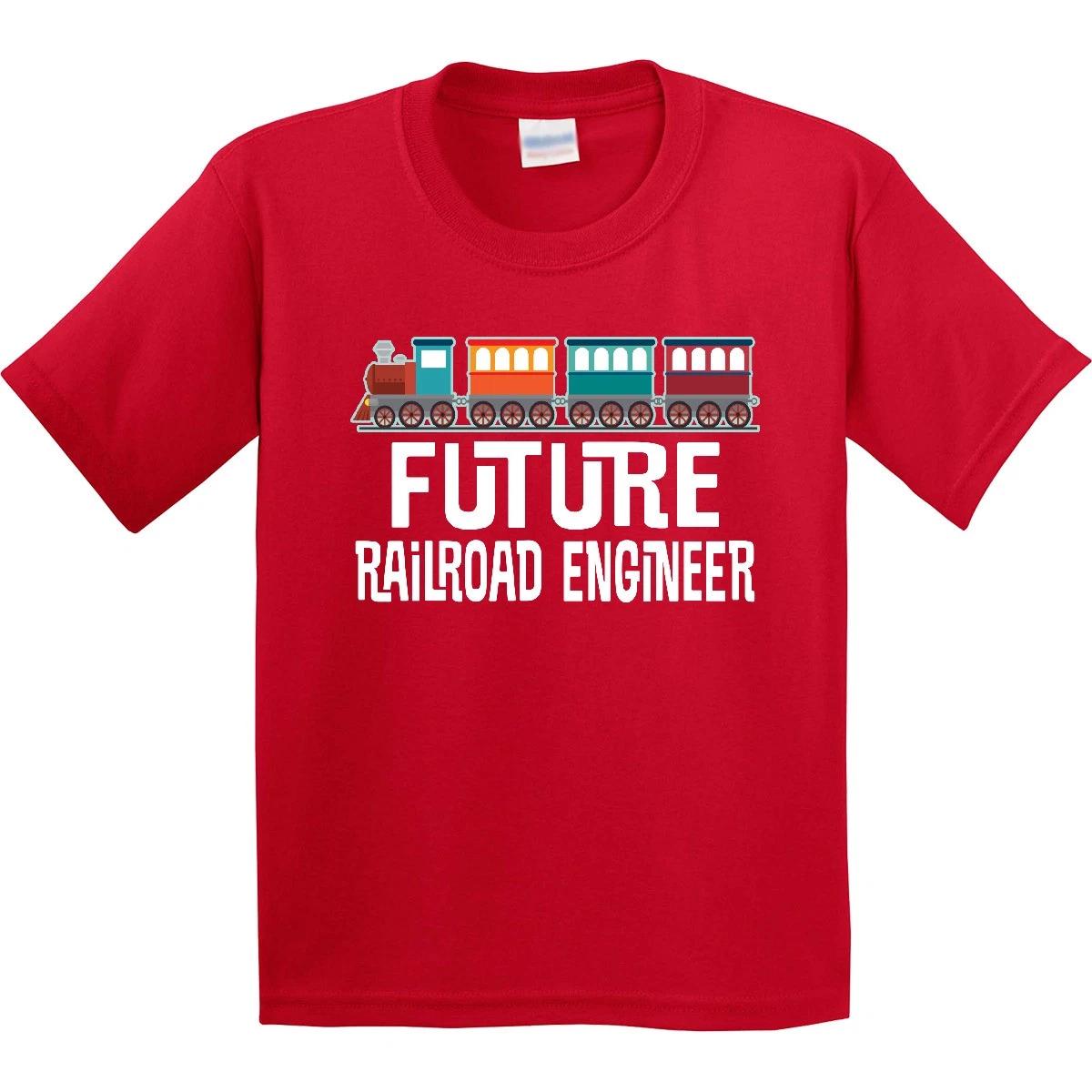 Inktastic Future Railroad Engineer Train Youth kids boys T-Shirt Engineering Boys Clothing 100