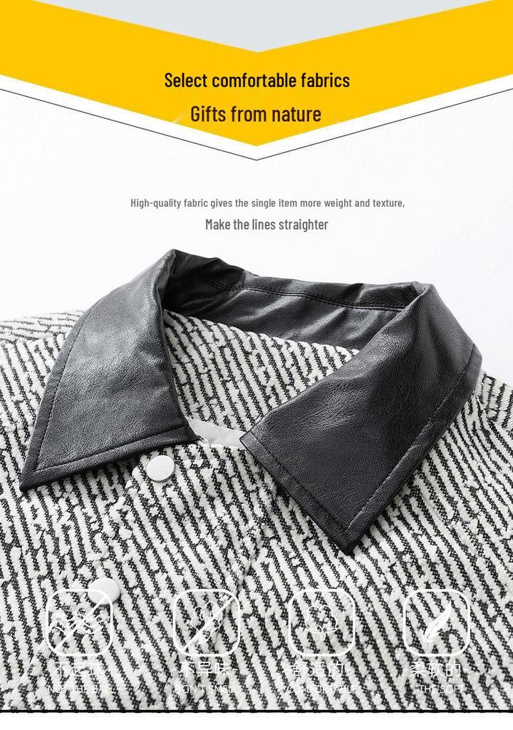 Men's Trendy Lapel Two-Piece Look Jacket - Versatile, Loose, and Warm for Spring and Autumn