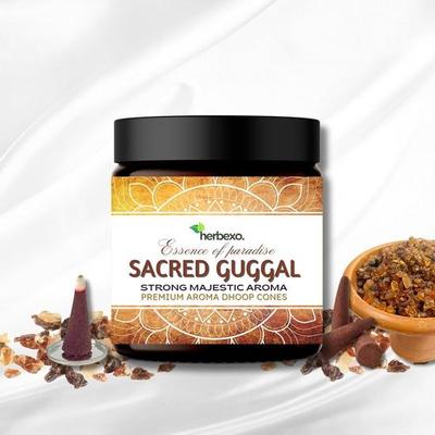 Herbexo Pure Guggal Dhoop Cones - Original Scented Gugal Dhoop for Pooja - Natural Guggal Loban for Spiritual Ceremonies - Premium Guggul Dhoop