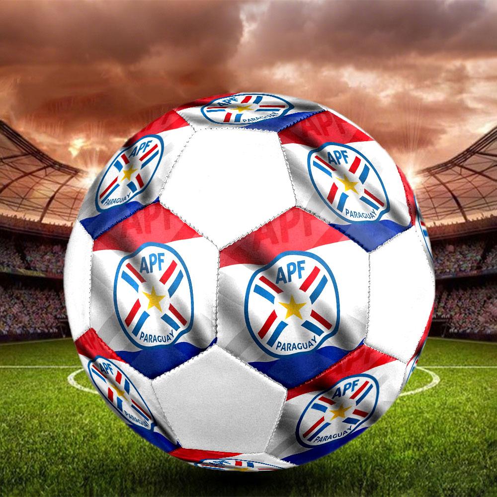 Logo de l'équipe nationale de football du Paraguay Ballon de Football Taille 5, Cousu à la Machine PVC, Durable & Très Rebondissant, Convient à Tous les Âges, Articles de Fan, Matches & Utilisation Extérieure.