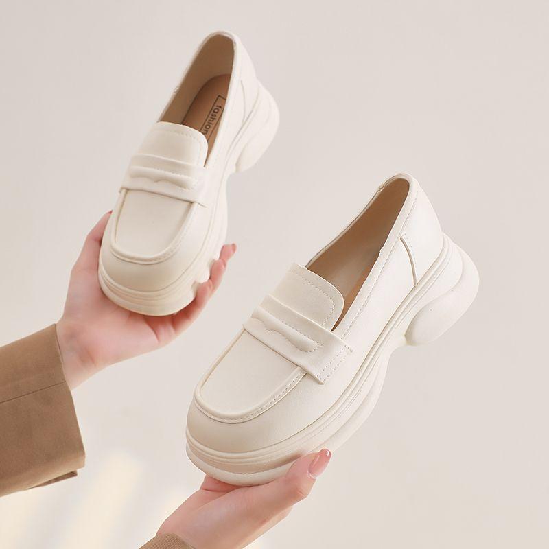 Women'S Loafers Shoes Round Toe Leather Casual Platform Ladies Pumps Spring Non Slip Comfortable And Elegant Chic Point 39 On