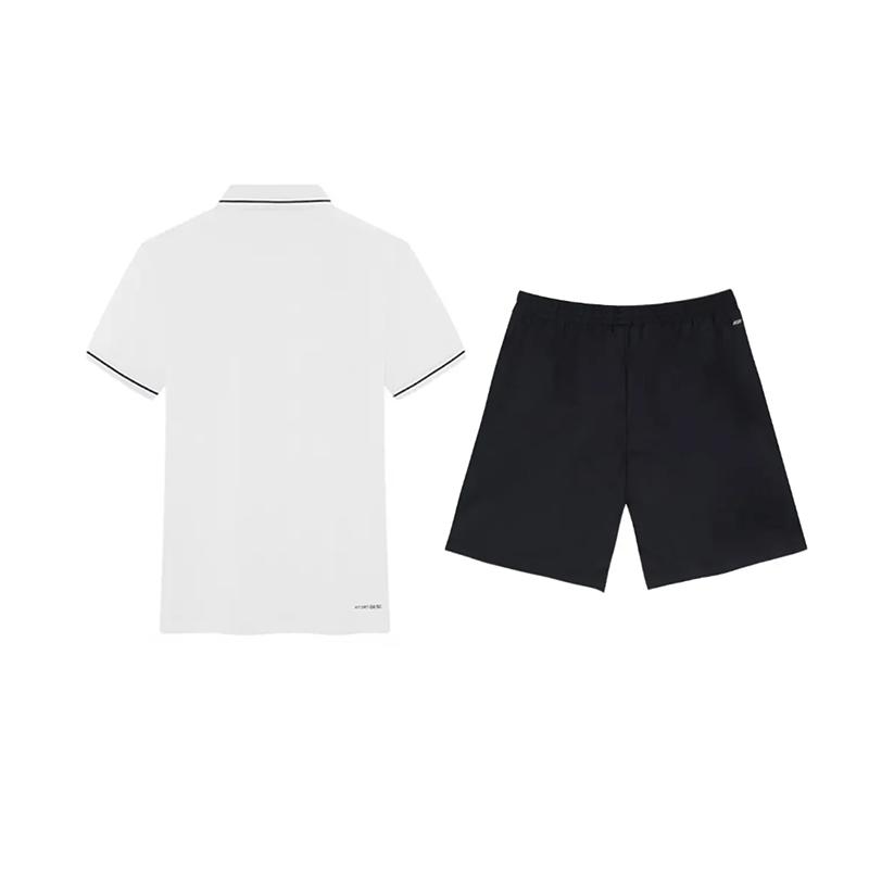 Li-Ning Plain Simple Fashion Breathable Quick-Dry Comfortable Versatile Short Sleeve Polo Shirt Casual Sports Suit YPLV047-1+YKSV147-2