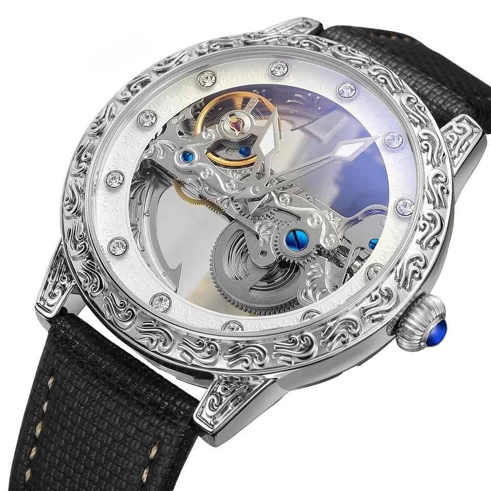 European-american Style Men's Fashion Casual Hollow Single Bridge Movement Automatic Mechanical Watch
