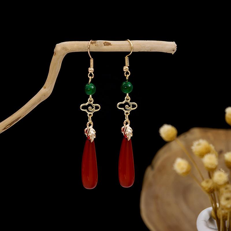 BLINGBAY Women's New Chinese Style Imitation Pearl Earrings Chinese Style Butterfly Drop-shaped Tassel Earrings Simple Hanfu Accessories Retro Jewelry