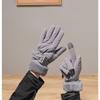 Warm Gloves In Autumn and Winter Plus Velvet Thickened Cute Bow with Fur Mouth Outdoor Riding Women Driving Touch Screen Gloves