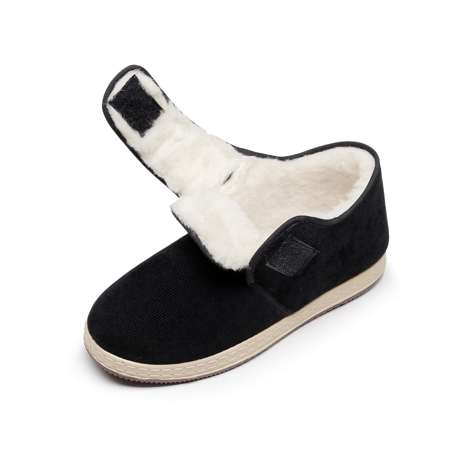 

Хлопковые вельветовые туфли на липучке с нескользящей подошвой для зимы 43 чёрный