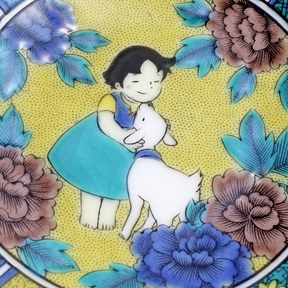 Heidi Kutani Ware Made in Yuki Hokuriku Traditional Girl of the Divided Floral Anniversary Fashionable Plate, Japan, Craft, Heidi, Alps, Plate,