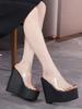 Fashion 16CM Summer Concise Clear Transparent Peep Toe Platform Wedges Slippers Sandals Women Fashion High Heels Runway Shoes