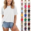 Women Fashionable Short Sleeve Soild Casual Basic  Pullover T-shirt Top