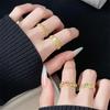 Retro Gold Enamel Open Ring Pattern Niche Design Inlaid Fashion Elegant Exquisite High Sense Ring Women
