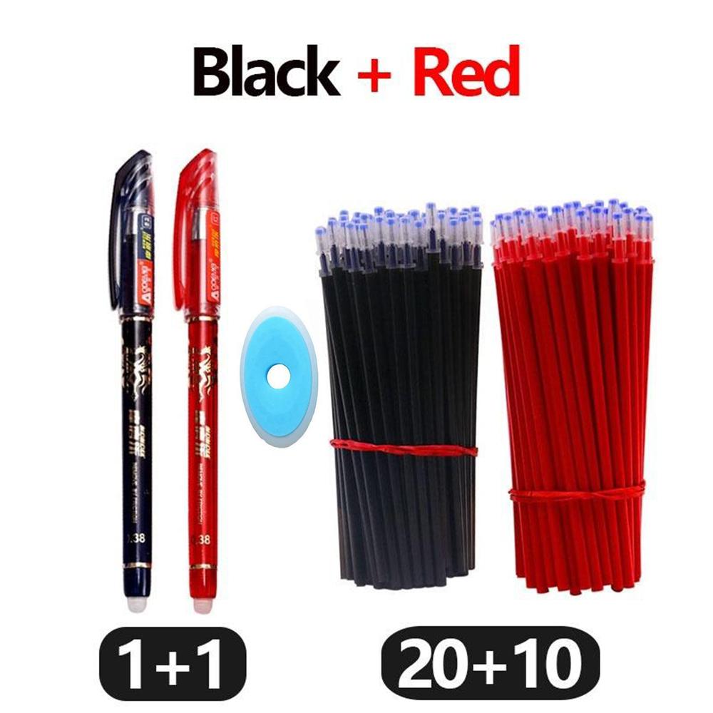 33-teiliges Set mit löschbaren Gelstiften für die Schule, 0,5 mm, feine Spitze, schwarz/blau/rote Tinte, Kugelschreiber