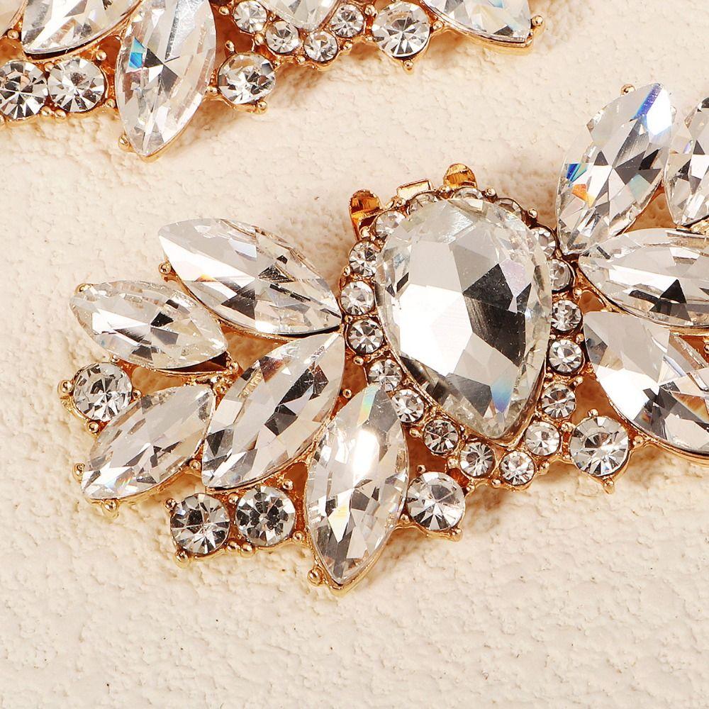 1 Pair Fashion Shiny Shoes Clips Rhinestone Removable Shoes Decorations Clip Shoes Flower Charm Buckle Women Shoes