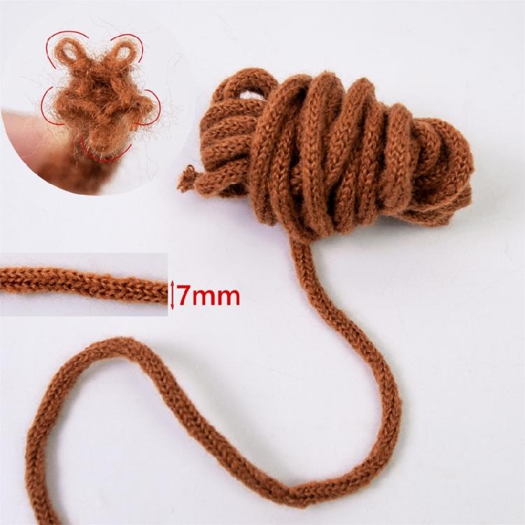 6Rolls Braided Polyester Rope 7mmX5Meters Hollow Braided Cord with Needle and Fixed Wire for Art Craft and Decoration
