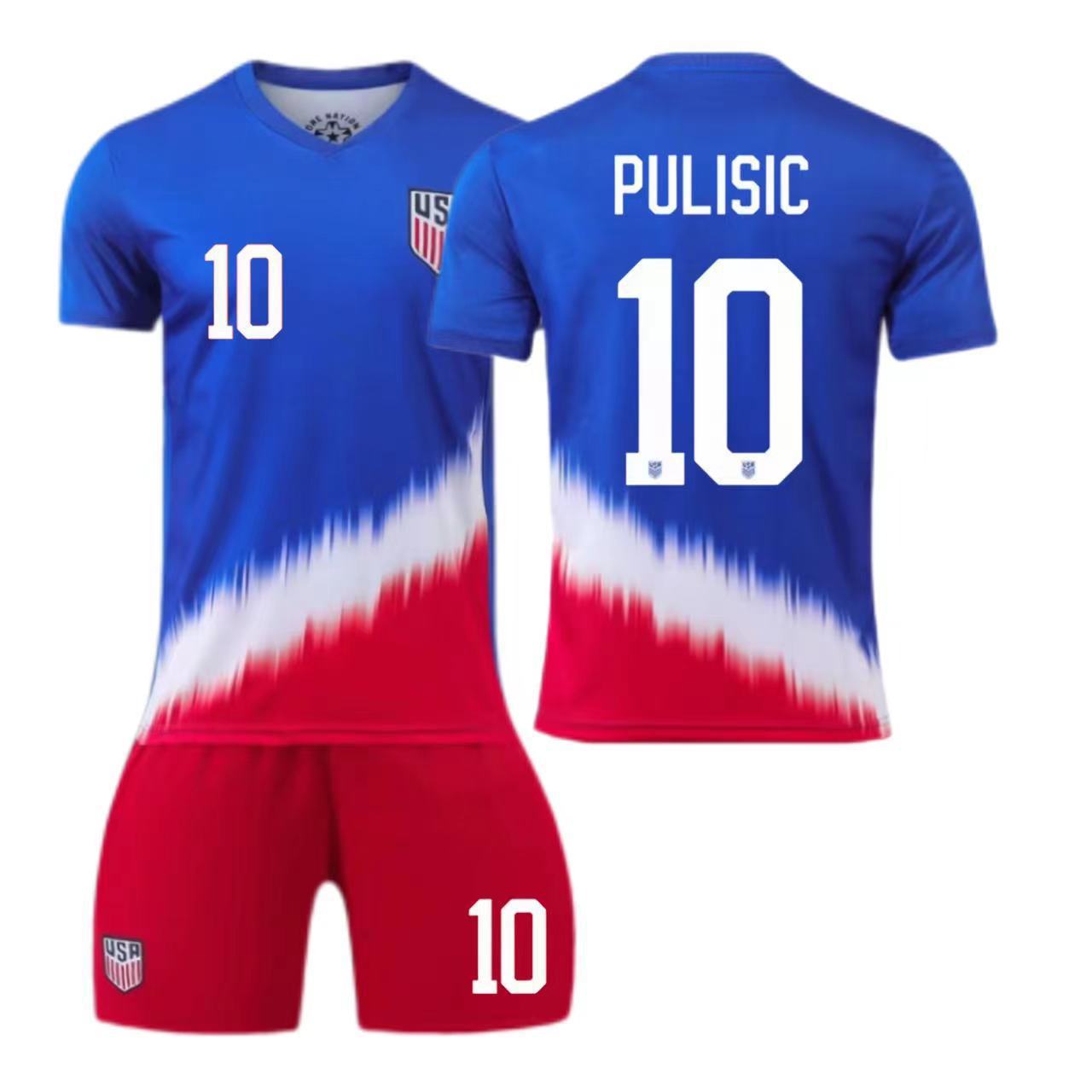 Football training jersey 24-25 US away jersey No. 10 Pulisic children s adult suit Football jersey None 16