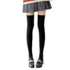 Velvet Thigh-High Socks - Black & White Silk, Sexy Slimming JK Style