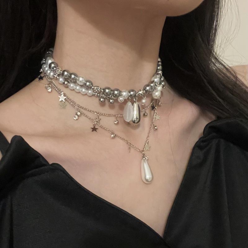 Y2K Spicy Girl Dark Star Leather Choker Necklace - Pure Desire Clavicle Chain