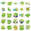 Duolingo Green Owl Cartoon Waterproof Stickers (50-Pack) - Perfect for Headphones, Notebooks, and Phone Cases